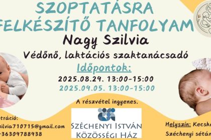Két alkalmas szoptatásra felkészítő tanfolyam