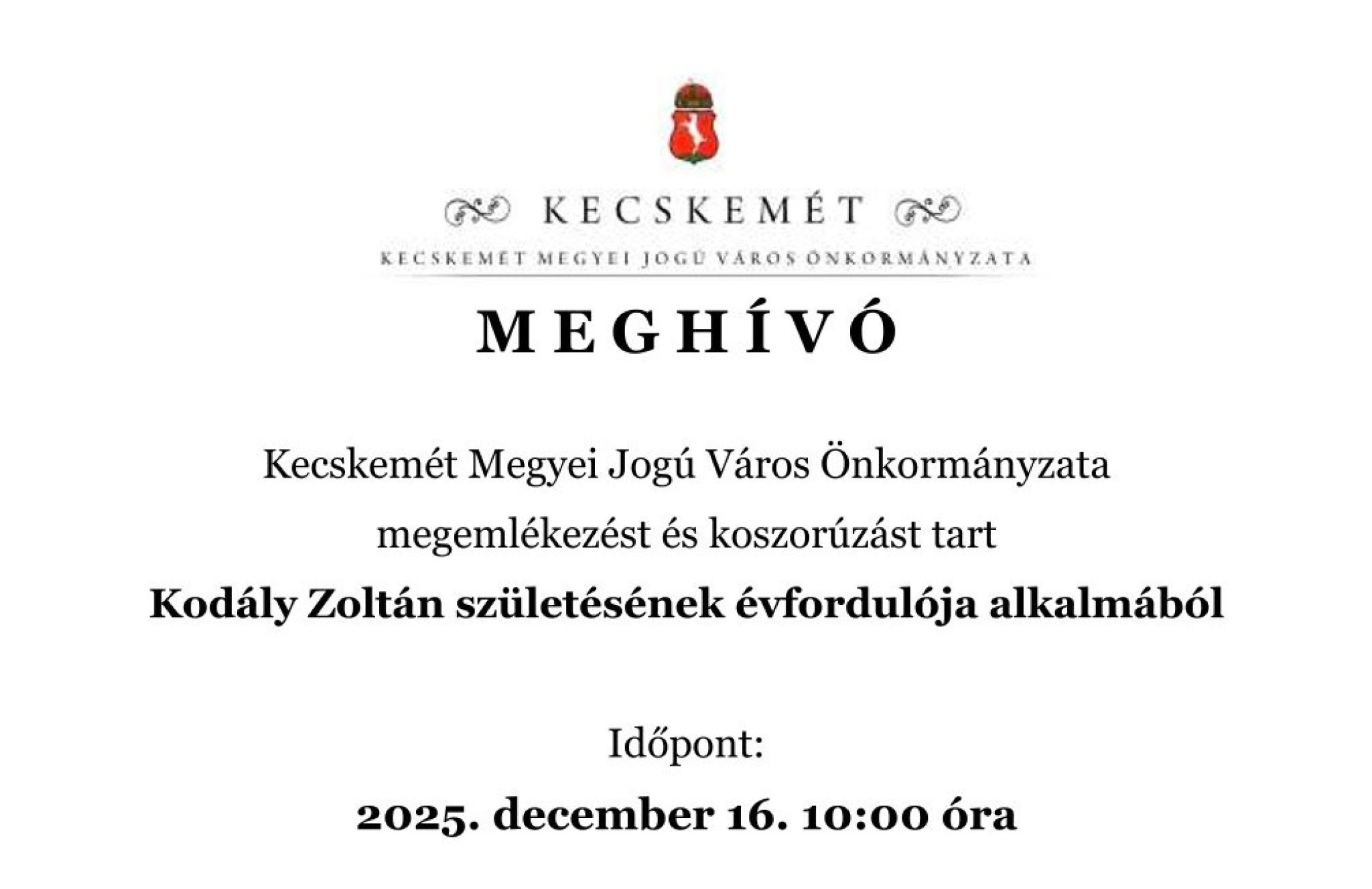 Kod&aacute;ly Zolt&aacute;n sz&uuml;let&eacute;s&eacute;nek &eacute;vfordul&oacute;ja