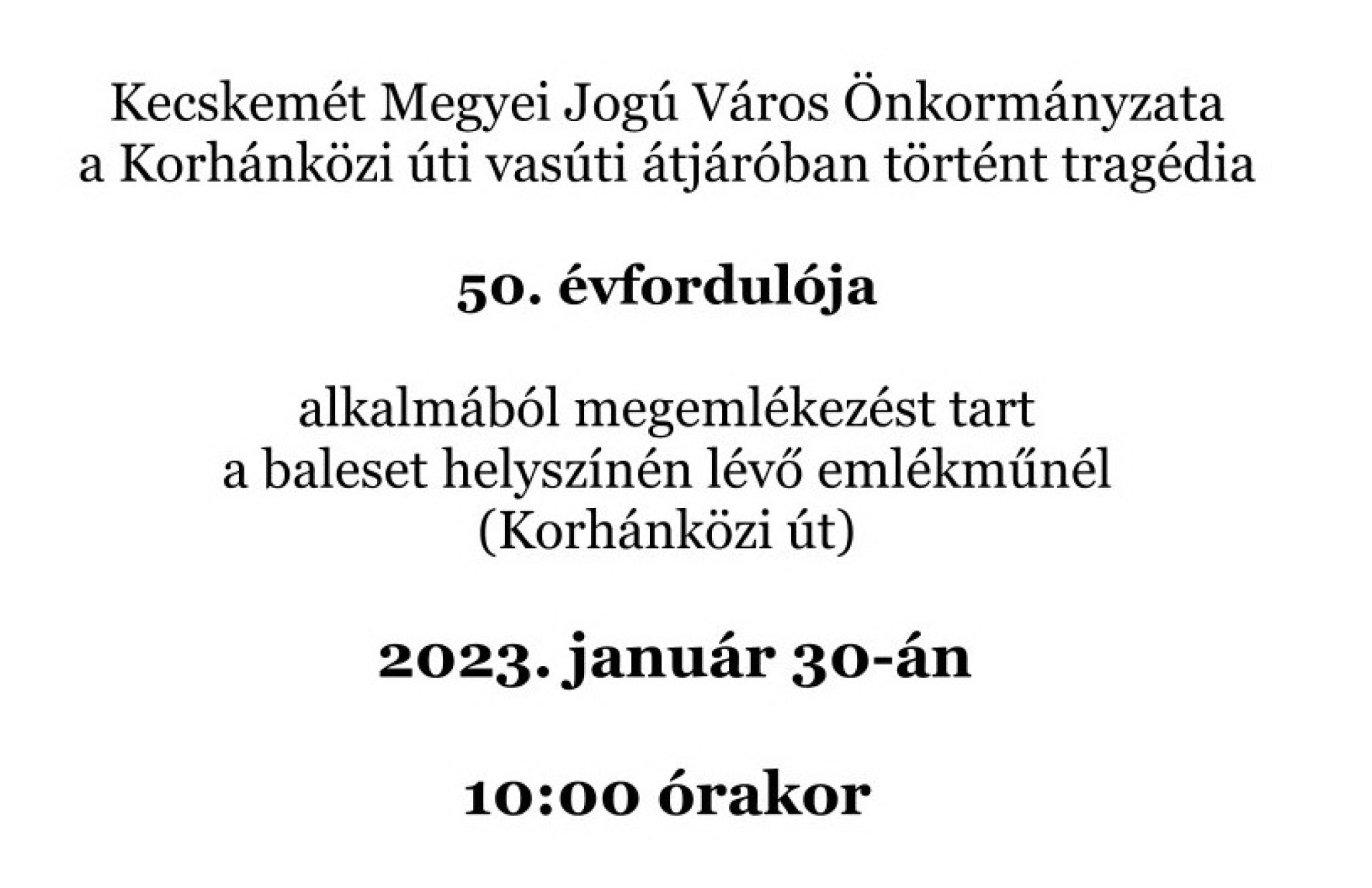 Megemlékezés - Korhánközi tragédia